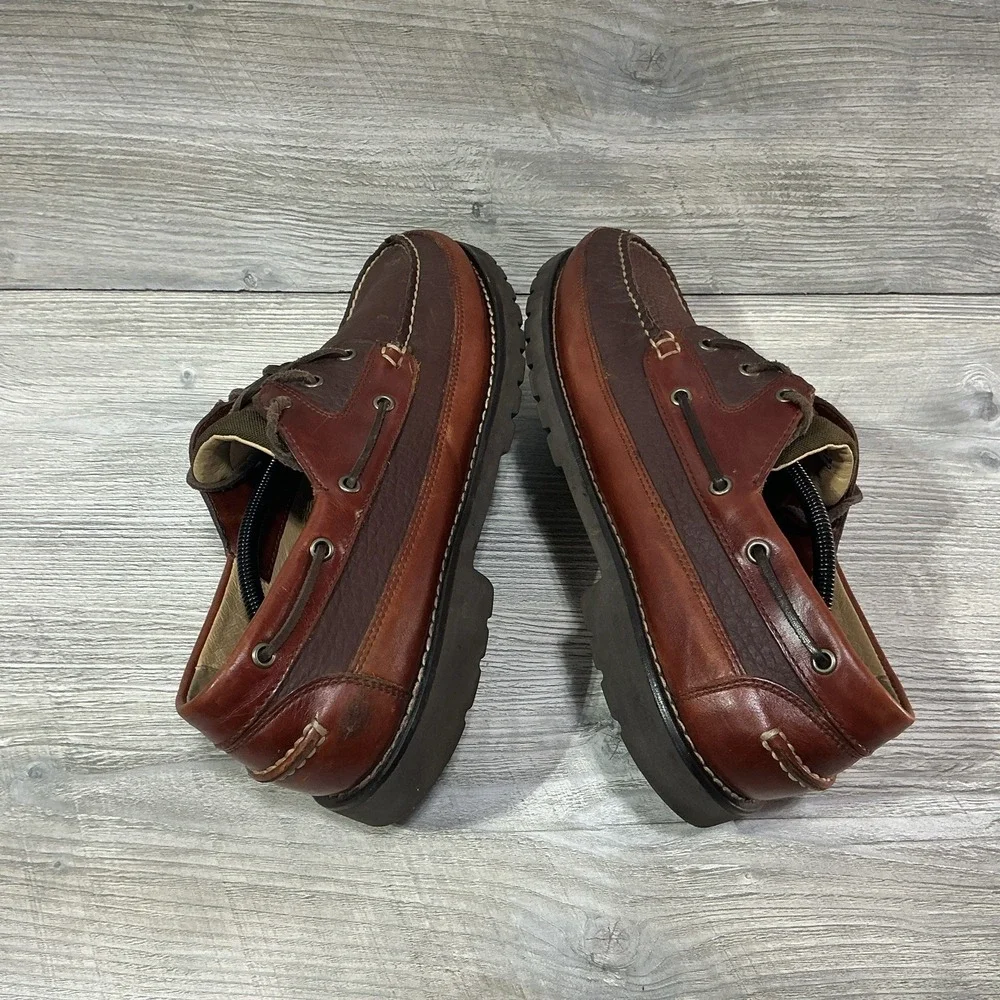 LL Bean Allagash Bison Handsewn Boat Shoes Oxford 244472 Brown Men's Size 12 EE